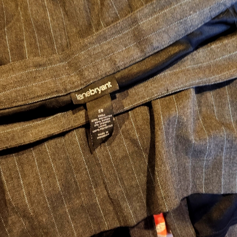 Lane Bryant Grey Stripe Pencil Skirt